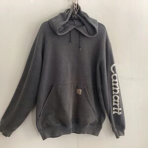 Carhartt  Vintage Spellout ( Sleeve) Patch Logo On Pocket  Sweatshirt Hoodie XL